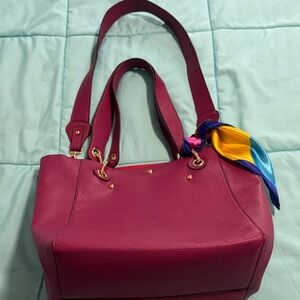 Women’s Magenta Tote Bag with Gold Hardware